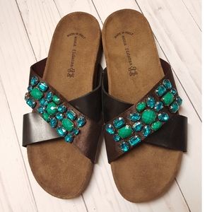 NEW Anna Fidanza crisscross rhinestone slides